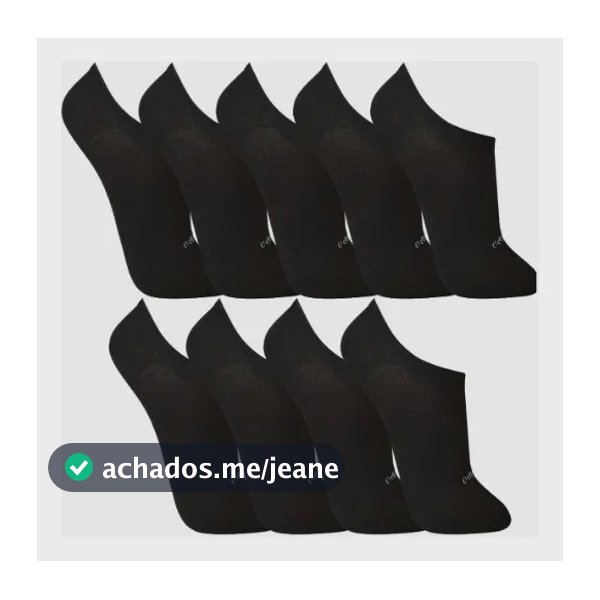 Kit 10 Pares Meias Invisível Esportiva Algodão Original 2026 Preto Liso Un