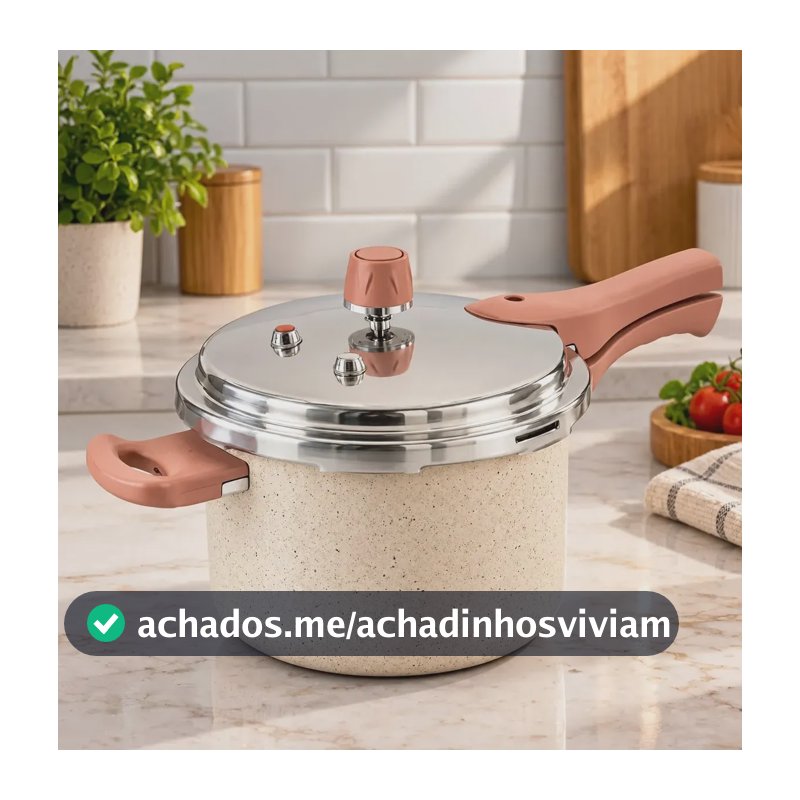 Panela De Pressão OIKOS 4,4 Litros Com Fundo De Indução E Revestimento Cerâmico