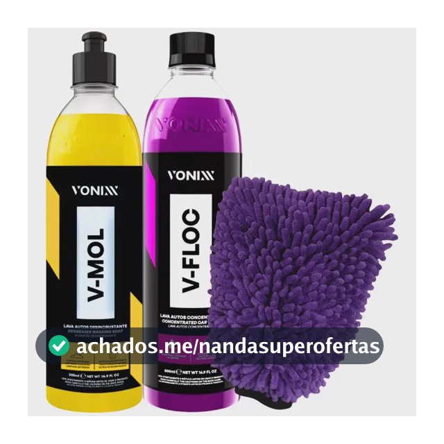 Kit Shampoo Automotivo Neutro V-floc V-mol 500ml Luva Vonixx