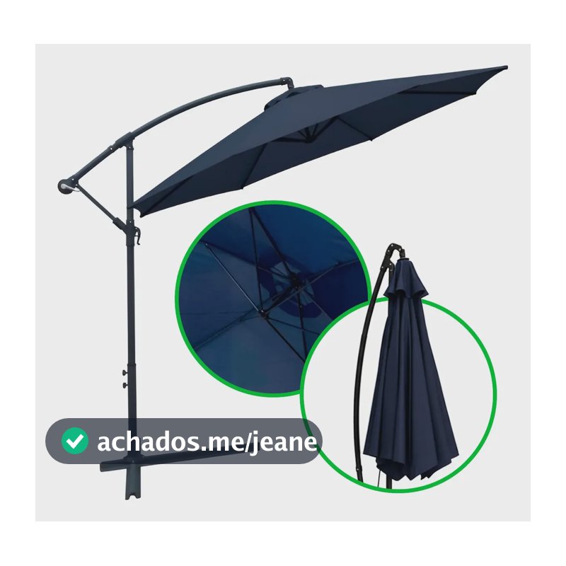 Ombrelone 3m Guarda Sol Base Lateral Ar Livre Jardim Piscina Guarda Sol Ombrelone Lateral Azul Guarda Sol Ombrelone Lateral Preto Liso
