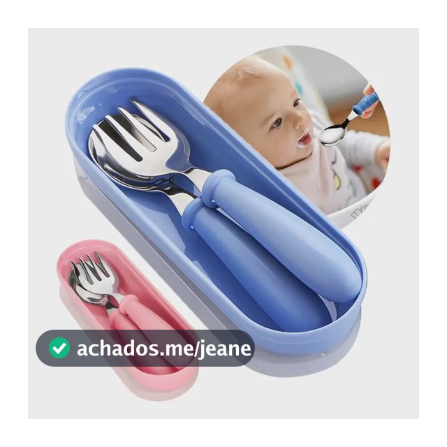 Talheres Infantil Aço Inox Colher Garfo Estojo Bebê Bavu