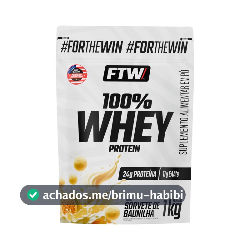 Whey Protein 100% Refil 1kg Sabor Sorvete De Baunilha - FTW
