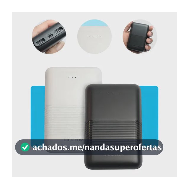 Carregador Portátil Power Bank 10.000 Mah Rápido Usb Turbo Universal Cor Sortida Diggicom