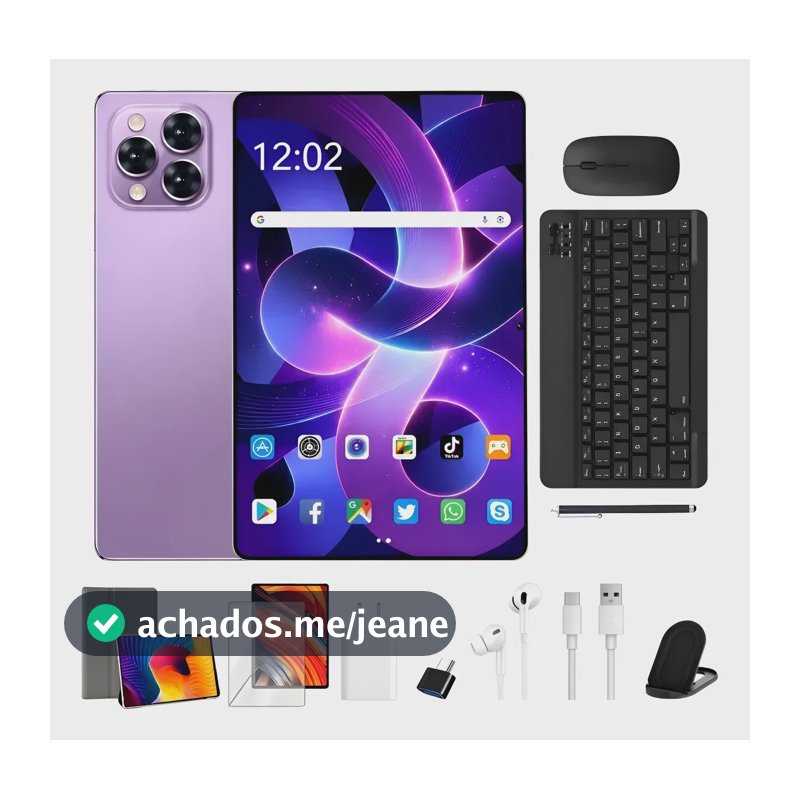 Tablet Android 15 Tab Kit Completo 16gb 512gb 11.6 Ips 2.5k Lilás