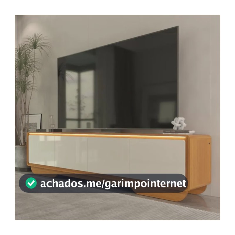 Rack Para Tv 75 E 85 Polegadas Com Led Arcus Orgânico 218 Cm Cedro E Off White