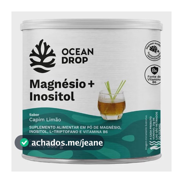 Magnésio Inositol Ocean Drop Capim Limão 300g Vitamina B6 Magnésio Inositol Capim Limão 300g