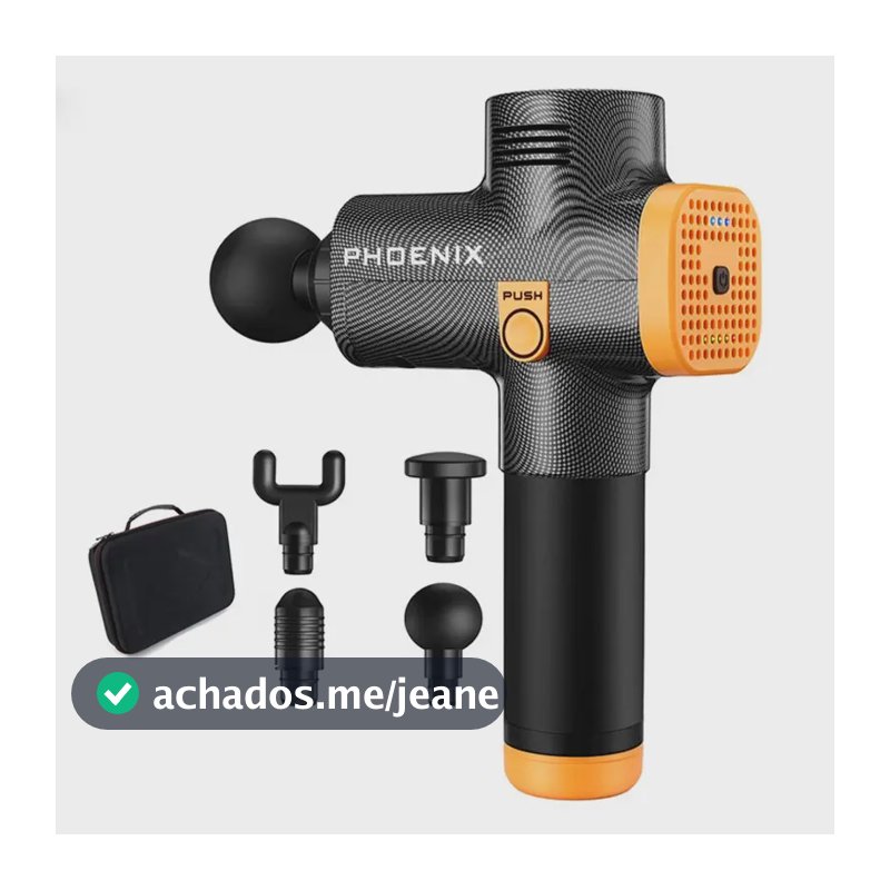 Pistola De Massagem Phoenix A2 Sem Fio Com Maleta E 20 Velocidades 127/220v Carbon Fibre 127/220v Preto/laranja
