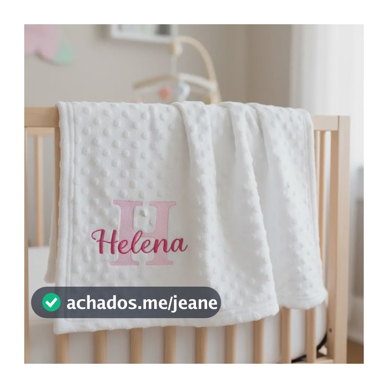 Manta Cobertor Bebê Rn Microfibra Personalizada Nome Bordado Nome Branco