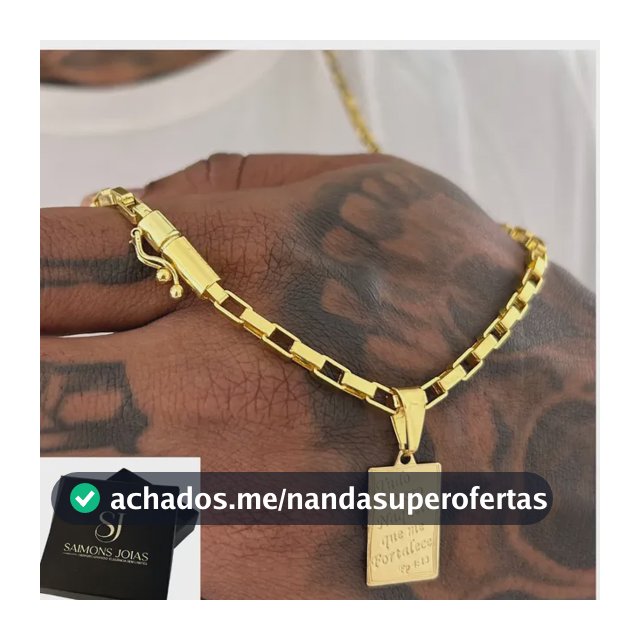 Corrente Masculina Banhada A Ouro Com Pingente + Certificado