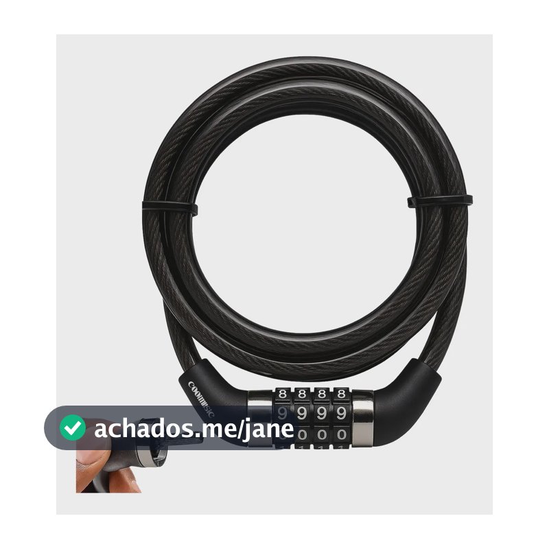 Cadeado Bicicleta Antifurto Trava Com Senha Aço Reforçado Para Bike Moto Corrente Portão Coolmusic Cor Preto
