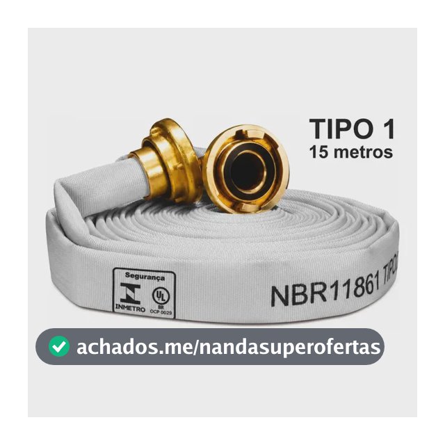 Mangueira de Incêndio Tipo 1 15m 1.1/2 Normatizada ABNT NBR 11861 Hidrante Rede Predial Comercial Condomínio Empresa Indústria Bombeiro Segurança Combate a Incêndio Uso Profissional Acro Incêndio O.T
