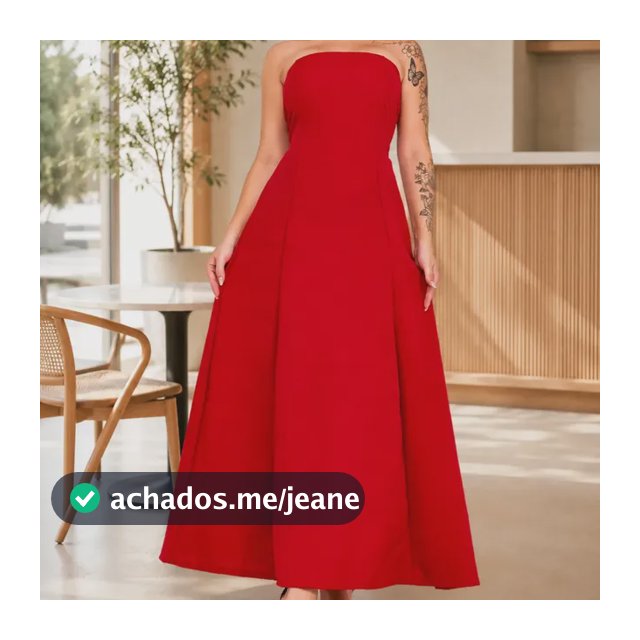 Vestido Longo Linho Tomara Caia Festa Elegante Lastex Costas Vermelho Liso M (38-40)