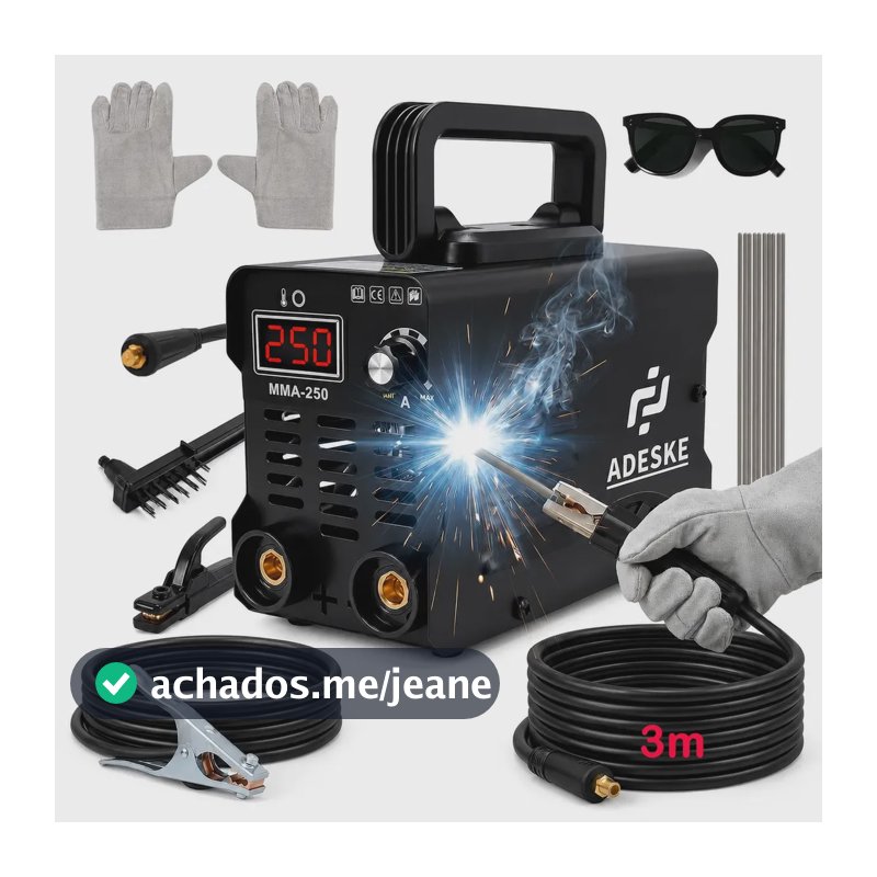 Máquina de Solda Adeske MMA-250 Inverter 250A com Display Digital