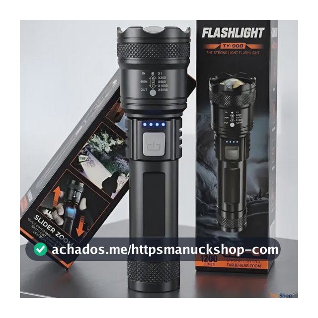 Lanterna Tática Mais Forte Do Mundo T9 Potente Led Cree Usb Branco Preto