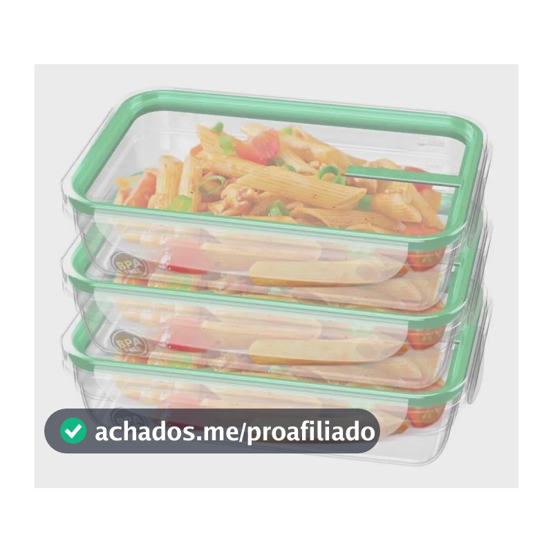 Kit 3 Potes Herméticos Plástico Sanremo Freshy 820ml Transparente