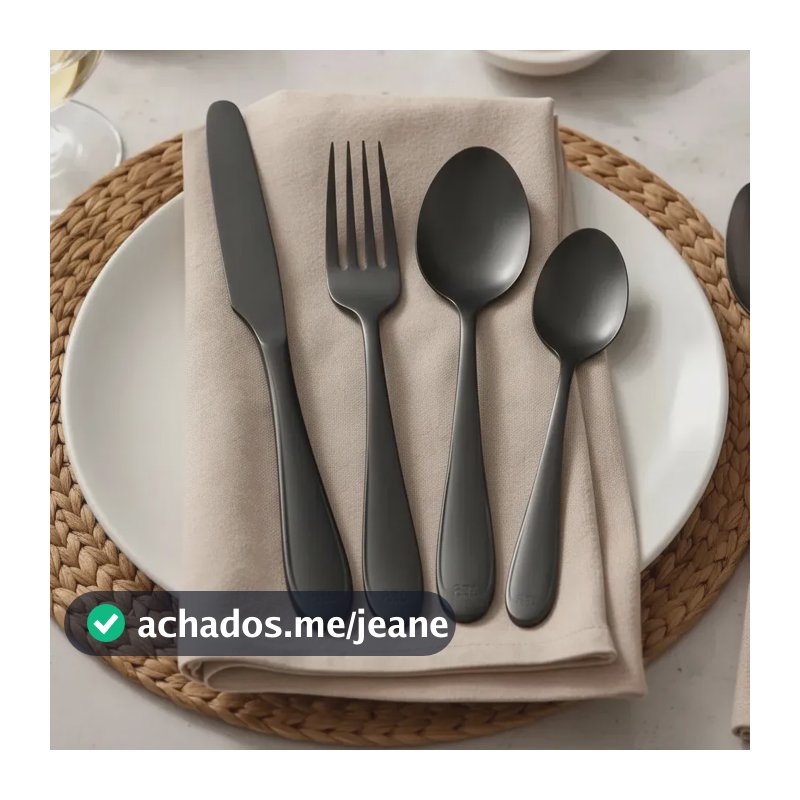 Faqueiro Jogo Talheres Black Aço Inox 24 Peças Sunshine Cor Preto