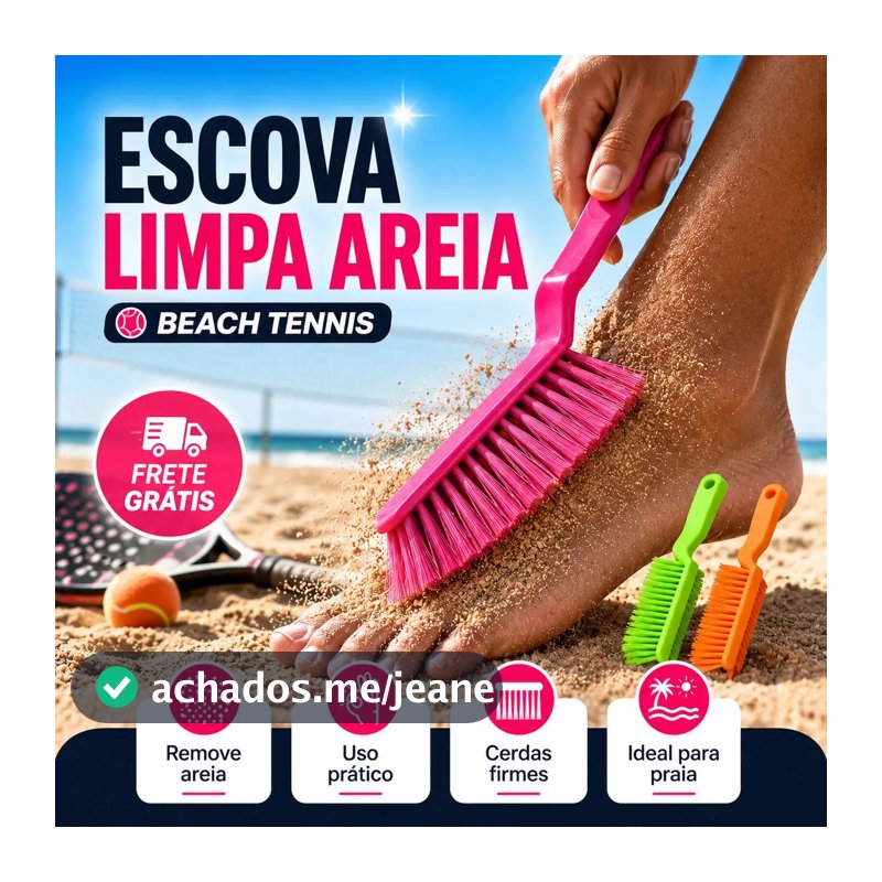 Escova Limpar Pé Tira Areia Beach Tennis Futevolei Volei de Praia Limpa E Tira Areia Pó Beach Sports Verão Green Clean