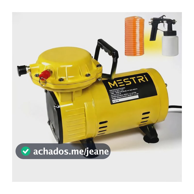 Compressor De Ar Direto Elétrico Pintura 1/3 cv Bivolt Amarelo 60hz
