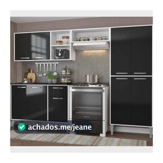 Cozinha Compacta Armário E Balcão Xangai Multimóveis Vm2840 Cor Branco/preto