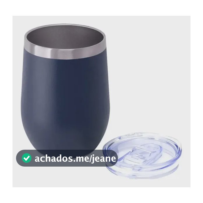 Kit Com 20 Copos Térmico Cuia Com Tampa Acrílica 350ml Cor Azul-marinho Lisa