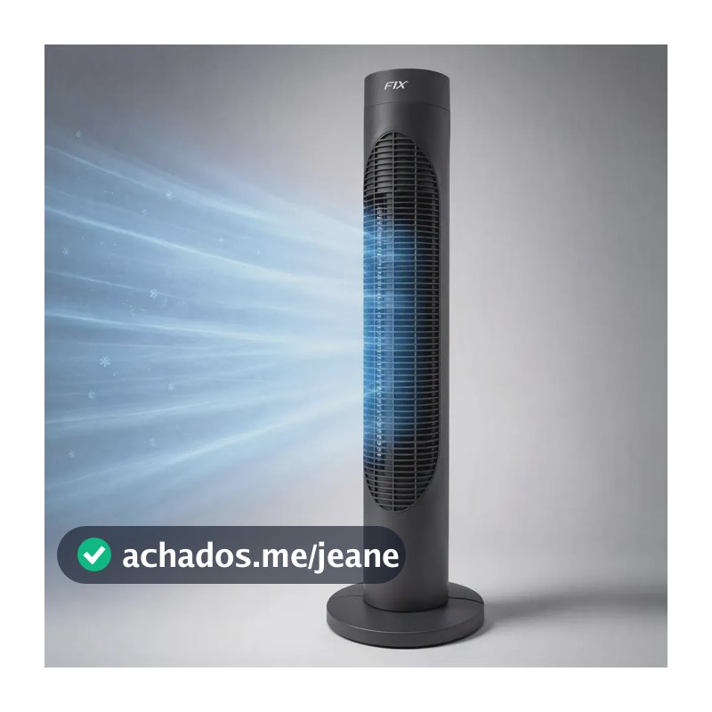 Ventilador Torre Silencioso Fix 86cm Preto 3 Velocidades Oscilante