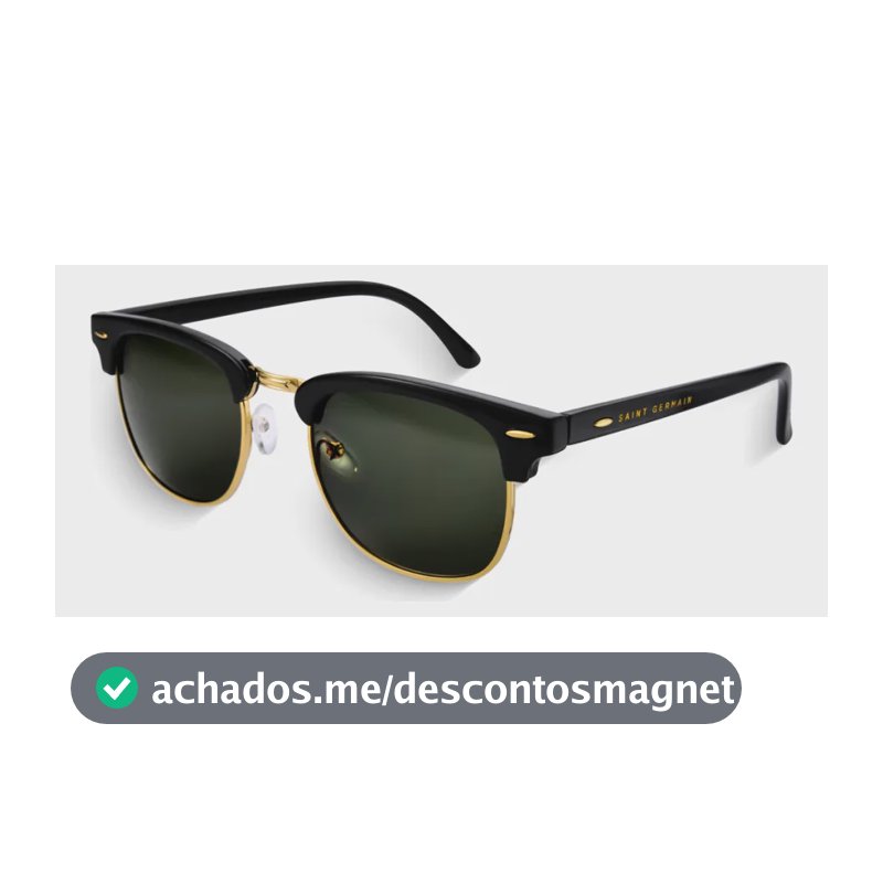 Óculos de Sol Quadrado Clubmaster Soho Green Black, da Saint Germain, em Metal Preto