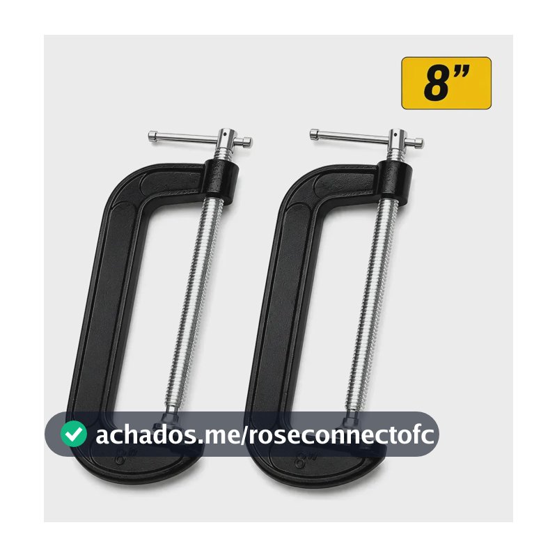 Kit 2 Grampos Sargento 8 Pol Prensa C Aperto Fixacao Pesado