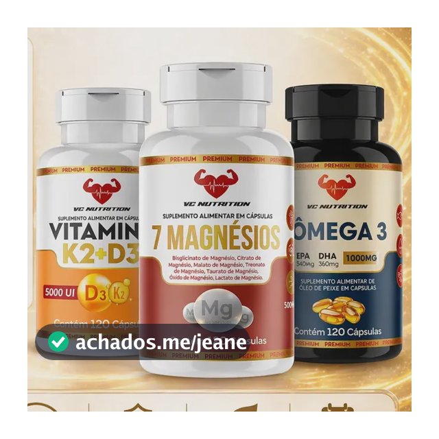 Ômega + D3k2 + 7 Magnésios -  Kit Completo Energia 360cps Kit Energia E Disposição