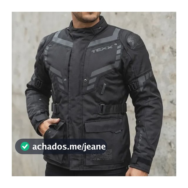 Jaqueta Motociclista Texx Armor Masculina Impermeável Moto Preto Liso G