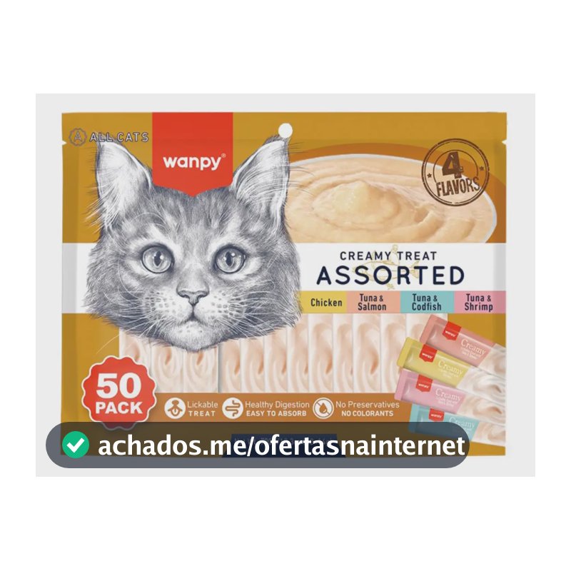 Petisco Gatos Wanpy Truly Creamy Sabores Variados Com 50un 50 Uni Sortido