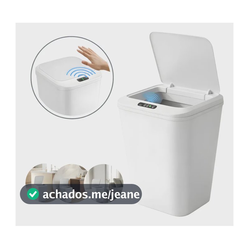 Lixeira Com Sensor Automático 16 Litros Branco Inteligente Abre Fácil Toque Cesto Quarto Banheiro Cozinha