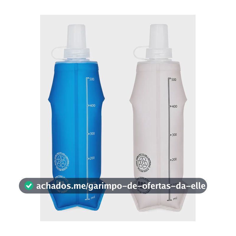 2 Garrafas Squeeze Soft Flask 500ml Silicone Corrida Bike Azul