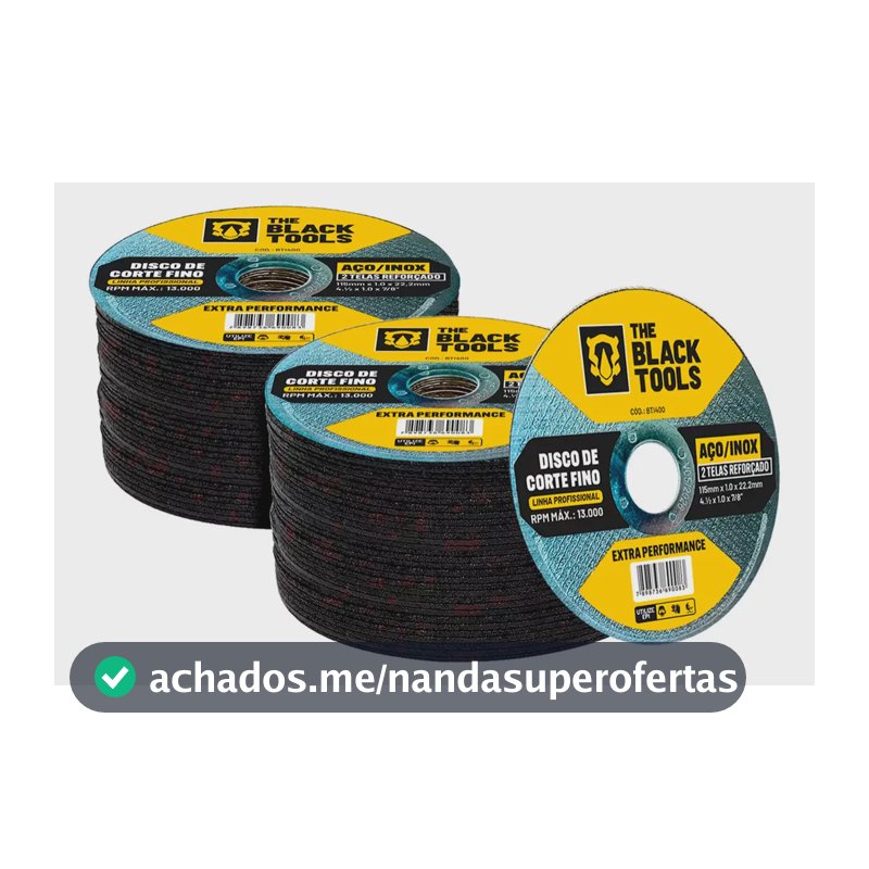 Disco Corte Fino Inox 4.1/2 X 1,0mm Para Esmerilhadeira 100 Peças The Black Tools