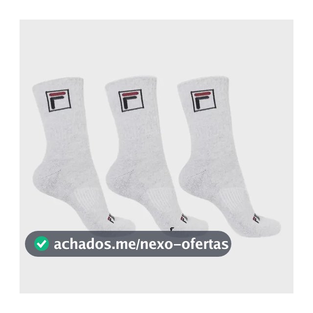 Kit Tripack Meia Fila Cano Alto Fbox Masculina Branca Meias Brancas Logo 39-43