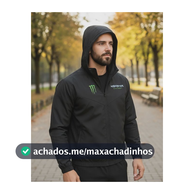 Jaqueta Masculino Corta Vento Monster 02 Capuz Impermeável Preto M Monster 02