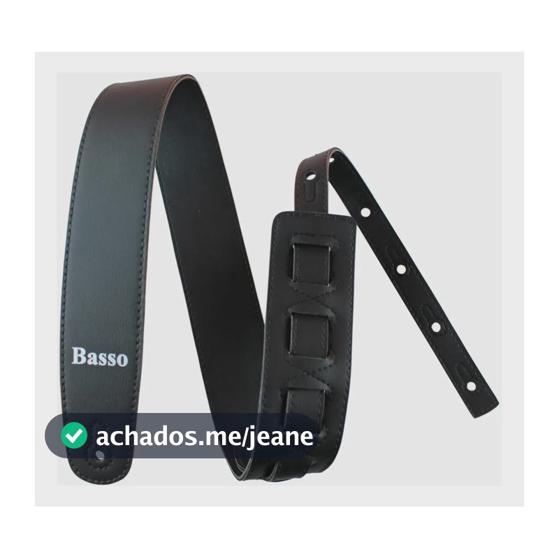Correia Basso Vintage para Guitarra e Violão em Couro Sintético Preta