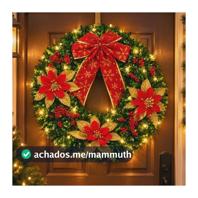 Guirlanda Natal Porta Natalina Decorativa Com Fita Led 40 Cm