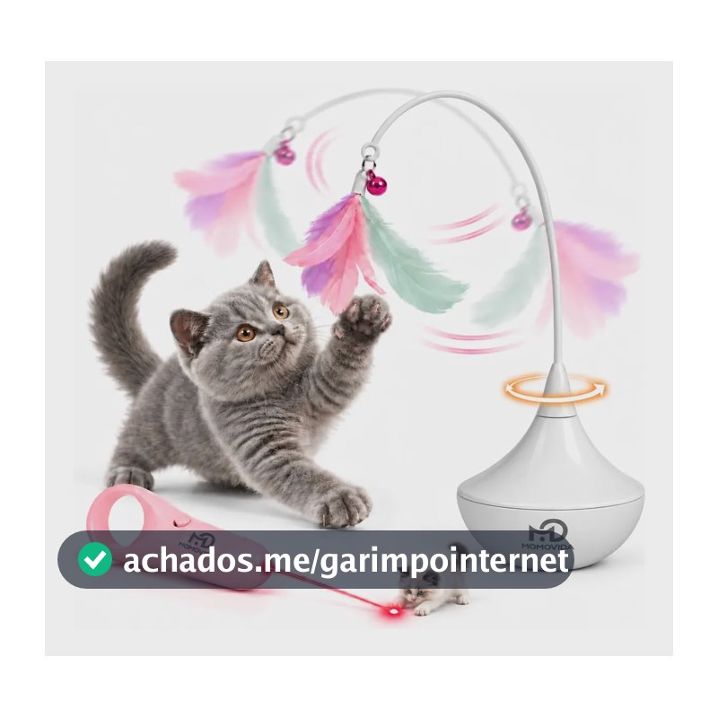 Brinquedo Interativo Para Gatos Com Penas e Laser Momovida