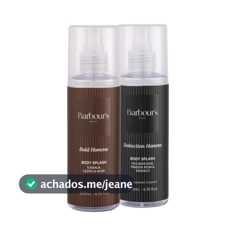 Kit Body Splash Bold e Seduction Homme Barbour's Beauty 200ml