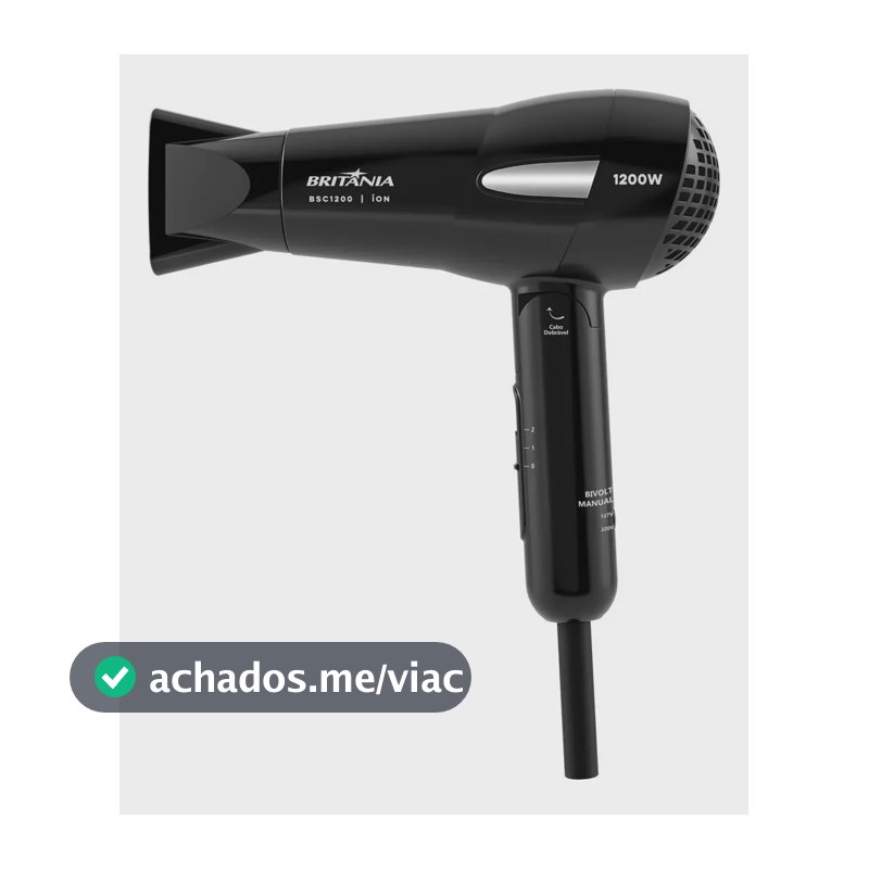 Secador De Cabelos Britânia 1200w Bsc1200 Cor Preto