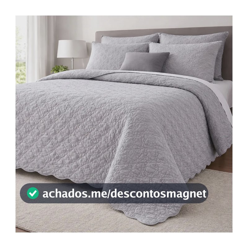 Cobre Leito Queen Matelado Dupla Face Leve Confortável Macio Cinza Matelado