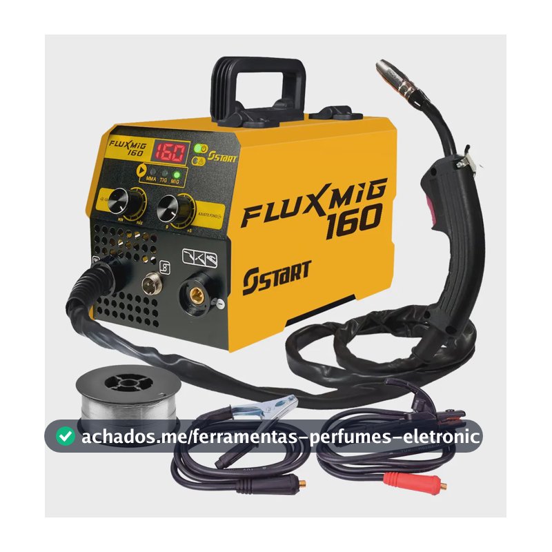 Máquina Inversora De Solda Multiprocessos 160a Digital 3 Em 1 Mig Tig Lift Mma Sem Gás Fluxmig 160 Start