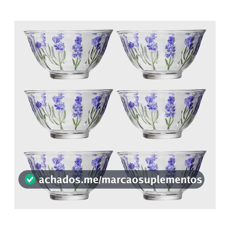 Kit 6 Bowls Sobremesa Cristal Lavanda Decoração Mesa Posta