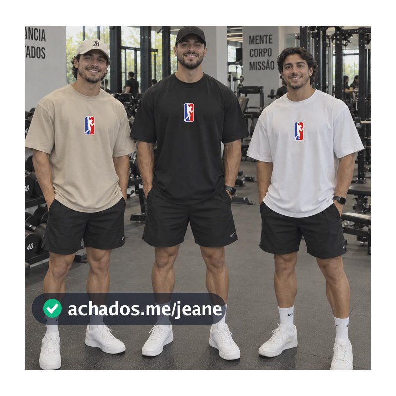 Kit 3 Camisetas Oversized Academia Treino Arnald Streetwear Kit3 / Preto / Bege / Branca G