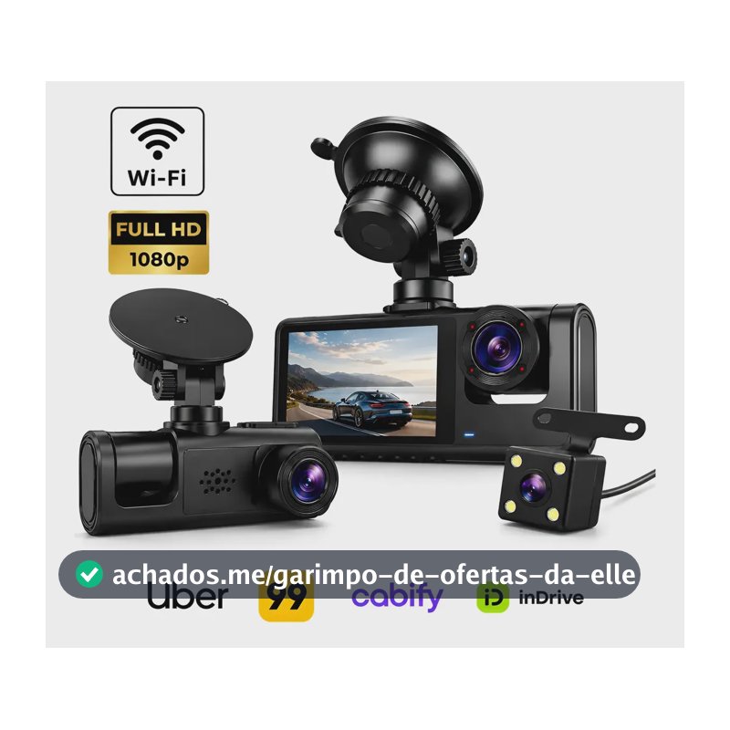 3 Câmera Automotiva Veicular Carro Hd Noturna 1080p