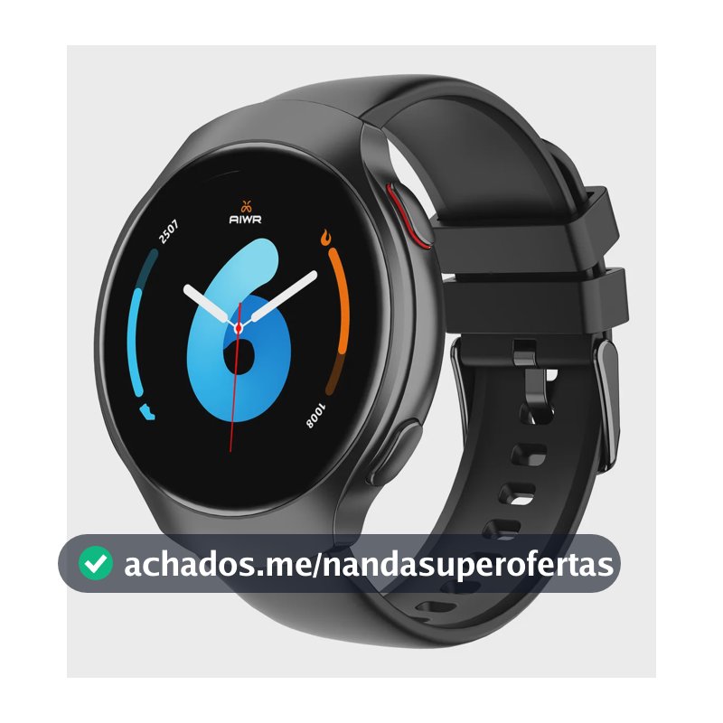 Relógio Inteligente Smartwatch Wupro Aiwr Orbit Gps 1.43" Amoled Bluetooth 5atm 390mah IA ChatGpt, Assistente De Voz, 160 modos esportivos, redondo Preto