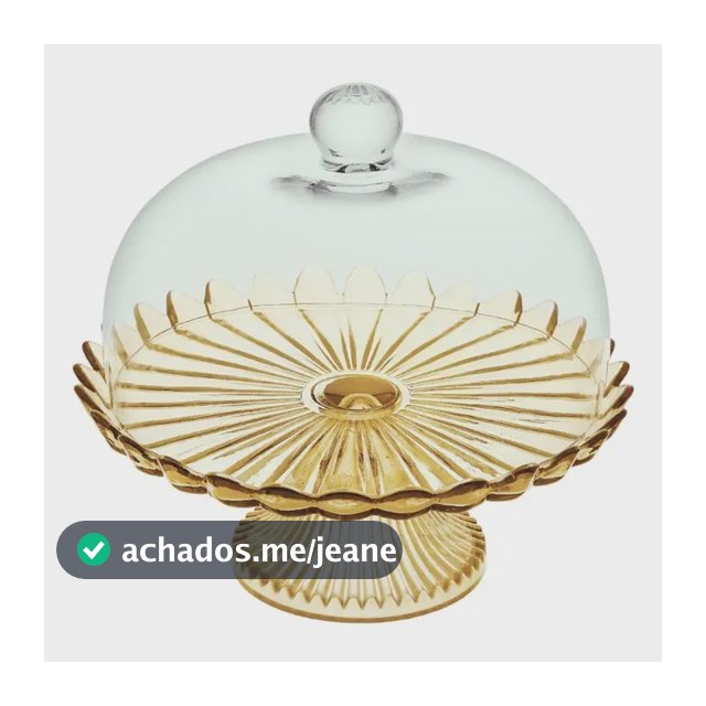 Boleira Com Tampa E Pé De Vidro Jasmin Dourado Vitazza