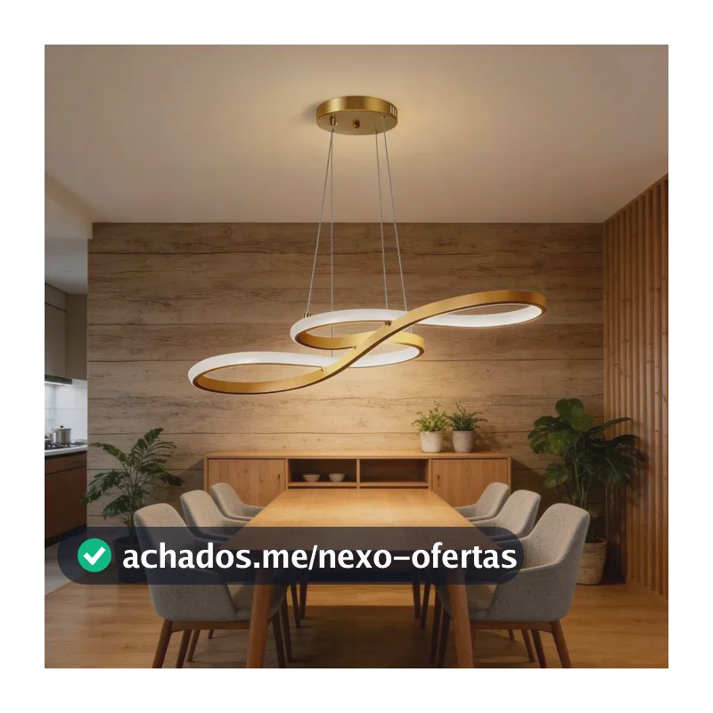 VOLTIS - Luminária Pendente LED Moderna Bivolt 3 Cores de Luz em Um Brilho Regulável Ideal para Sala de Estar e Cozinha