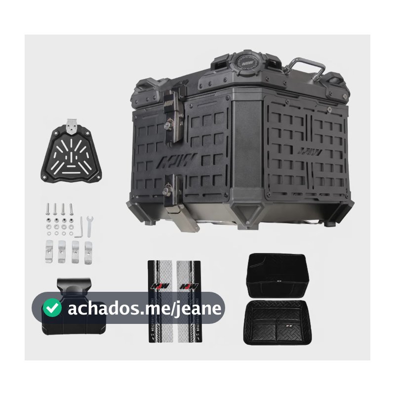 Suporte Universal Moto Alumínio 45 L Base 46.54139.5 Impermeável E Resistente Divisórias Internas Comporta 1 Capacete Adulto 1 Conjunto  Roupa 1 Par Luvas E 3 Garrafas Dágua Preto