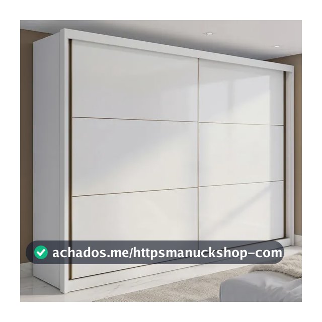 Guarda-roupa Casal MDF 2 Portas Corrediças Branco 6 Gavetas Móveis Lopas
